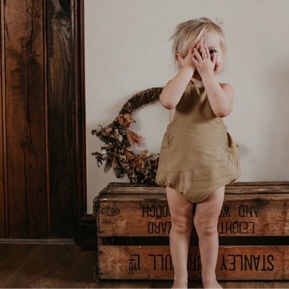 NWT The Simple Folk Linen Overall Romper - Picture 2 of 3